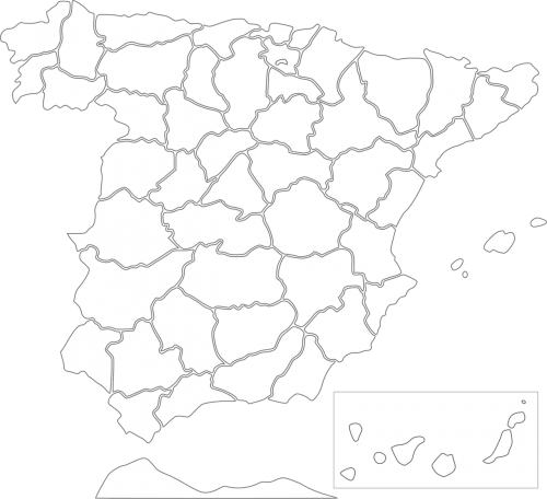 Ispanija, Žemėlapis, Europos Šalis, Provincija, Politines Ribas, Sienos, Nemokama Vektorinė Grafika