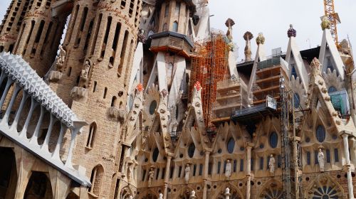 Ispanija, Barcelona, Fragmentas, Fasadas, Architektūra, Katalonija, Rodyti Vietą, Statyba, Sagrada Familia, Antoni Gaudi