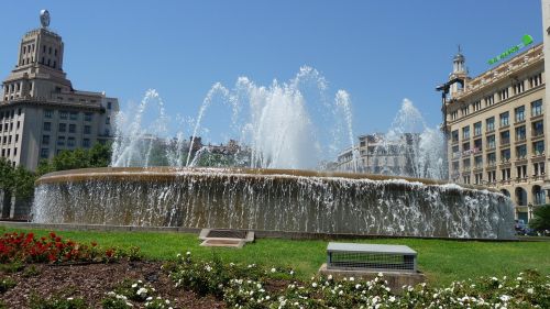 Ispanija, Barcelona, Plaza Catalunya, Katalonija, Fontanas