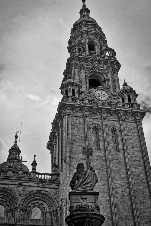Santiago De Compostela, Spire, Katedra, Bažnyčia, Architektūra, Bokštas, Eksterjeras, Istorinis, Akmuo