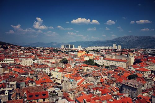 Padalinti, Kroatija, Stogai, Miesto Panorama, Architektūra, Europa, Miestas, Senas, Miestas, Spalvinga, Dangus, Panorama, Vaizdingas
