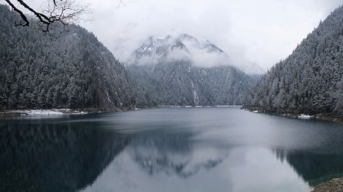Pavasaris, Jiuzhaigou, Sniego Kalnas, Ežeras, Kalnas, Miglotas Kelias, Žiema, Šaltas, Oras