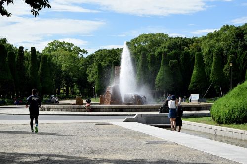 Kvadratas, Fontanas, Šviesus, Japonija, Parkas, Osaka