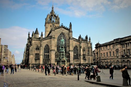 Edinburgas,  Škotija,  St & Nbsp,  Giles,  Katedra,  Uk,  Turizmas,  Statula,  Saltire,  St Giles Katedra,  Edinburgas