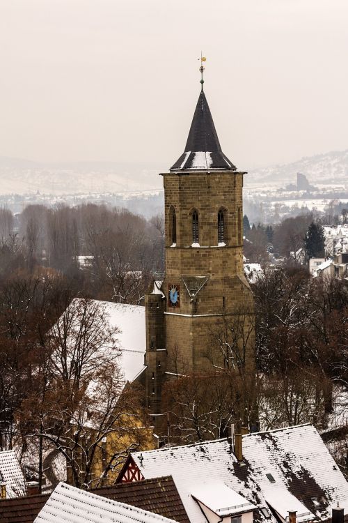 Šv. Mičelio Bažnyčia, Waiblingen, Žiema, Sniegas, Žiemą, Šaltas, Bažnyčia, Architektūra