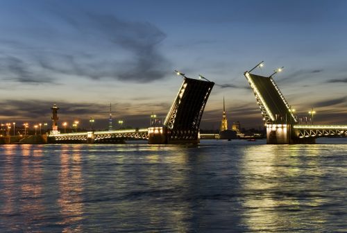 Sankt Peterburgo Rusija, Tiltas, Upė
