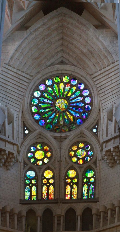 Vitražas,  Bažnyčios Langas,  Sagrada Familia,  Spalvotas Stiklas,  Spalvos,  Langas,  Šviesa