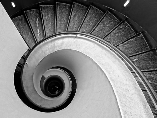 Laiptai, Spiraliniai Laiptai, Spiralė, Palaipsniui, Architektūra, Pakilti, Laiptinė, Sraigė, Juoda Ir Balta