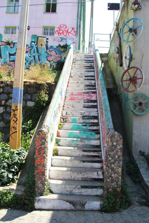 Laiptai, Miesto Menas, Valparaiso, Vandalizmas, Purvini Pastatai, Purvinas Rajonas