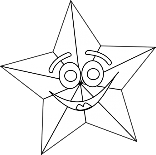 Žvaigždė, Animacinis Filmas, Šypsosi, Kontūrai, Juokiasi, Nemokama Vektorinė Grafika