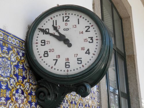 Stoties Laikrodis, Geležinkelis, Douro, Portugal, Europa, Laikrodis, Azulejo, Eksterjeras, Vintage, Senas