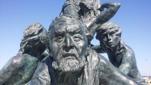 Statula, Nella Buzcot, Dangus, Mėlynas, Veidas, Senas Vyras Su Vaikais