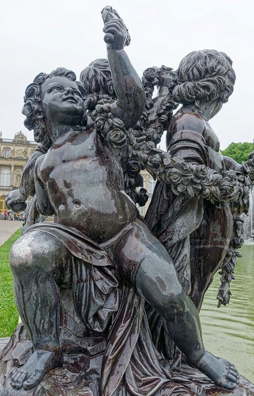 Statula, Cherubas, Skulptūra, Angelai, Kupidonas, Ornate, Marmuras, Herrencheimsee