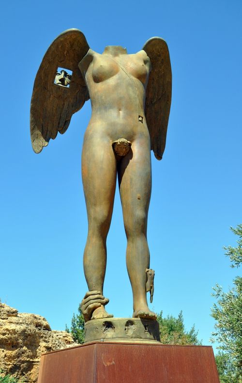 Statula, Sicilija, Senovė, Menas, Žmogaus Kūnas, Sparnas, Moteris, Nėra Galvos, Bronza