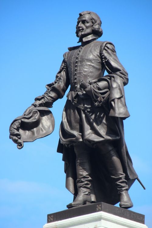 Samuel De Champlain, Kvebeko Įkūrėjas, Statula, Kanada, Istorinis, Paul Chevre, Champlain, Bronza, Quebec City