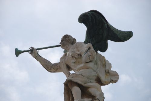Statula, Angelas, Trimitas, Ali, Dangus, Italy, Skulptūra