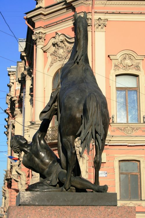 Statula, Bronza, Arklys, Vyras, Pastatas, Sankt Peterburgas