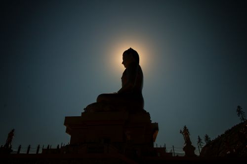 Statula, Buda, Šviesa, Tamsi, Naktis, Dangus