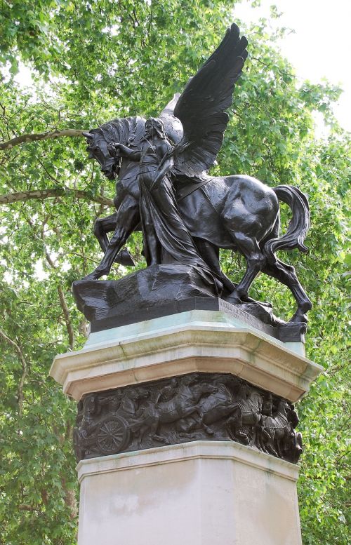 Statula, Bronza, Prekybos Centras, Londonas, Arklys, Sparnuota Moteris, Skulptūra, Paminklas