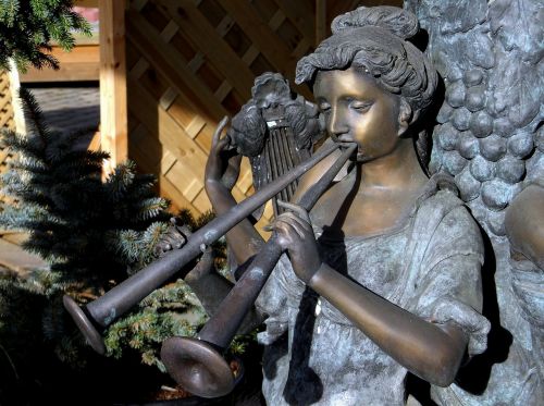 Statula, Bronza, Muzika, Instrumentas, Moteris, Saulė, Iš Arti, Skulptūra, Paminklas, Dekoratyvinis