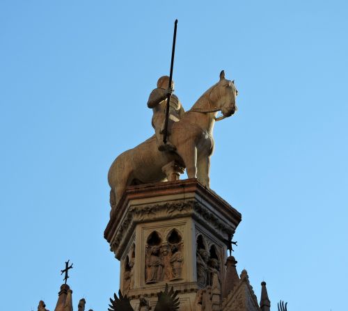 Statula, Scala, Verona, Arkos Scaligere, Cansignorio Della Scala, Arklys, Italy