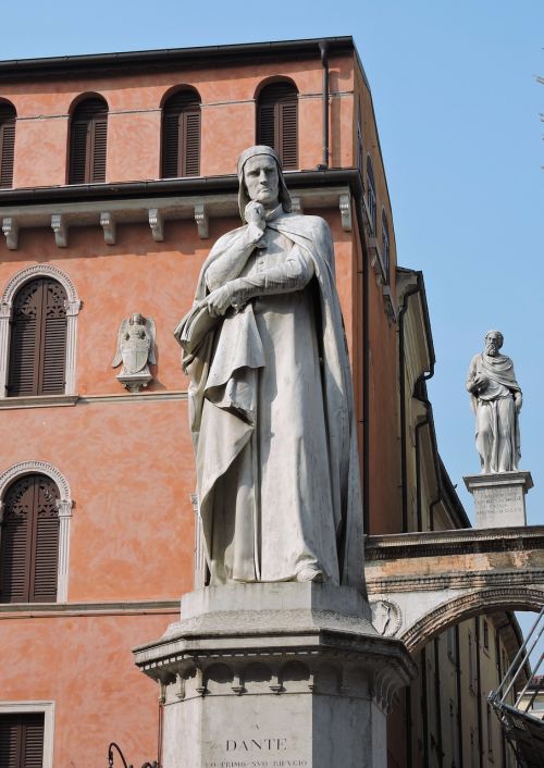 Statula, Dante, Poetas, Verona, Paminklas, Pastatas, Senovės, Italy, Piazza Dei Signori