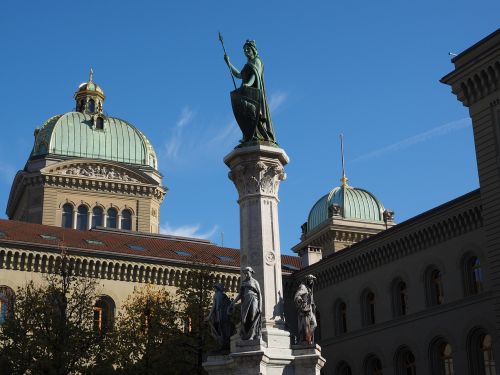 Statula, Bern, Bundeshaus, Berna, Bernabrunnen, Moterų Figūra