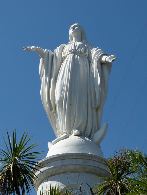 Statula, Figūra, Skulptūra, Marija, Bažnyčia, Tikėjimas, Madonna, Palaiminti, Čile, Santiago, Santiago De Chile
