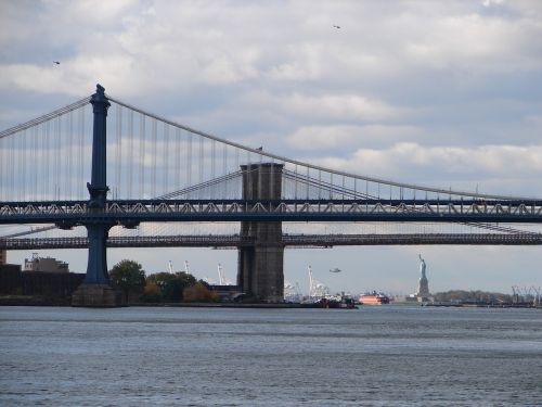 Laisvės Statula, Bruklino Tiltas, Tiltai, Niujorkas, Jungtinės Valstijos, Rytinė Upė, Didelis Obuolys