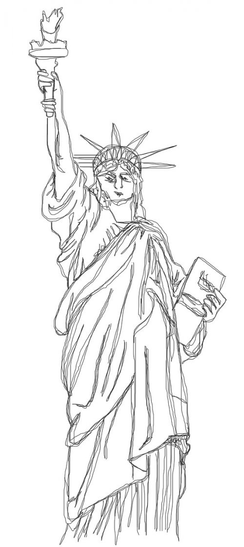 Laisvės Statula, Amerikietis, Niujorkas, Statula, Laisvė, Simbolis, Tu S, Aukštis, Žibintuvėlis, Doodle, Doodles, Piešimas, Rašyti, Atkreipti