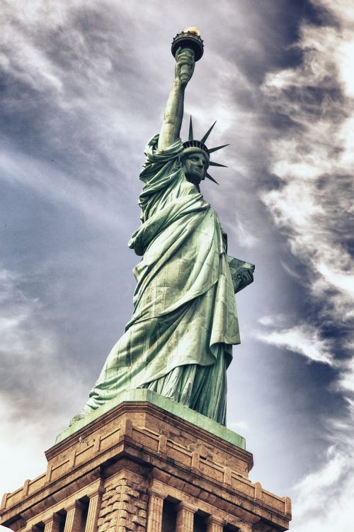 Laisvės Statula, Architektūra, Niujorkas, Laisvė, Nepriklausomumas, Dangus, Debesys