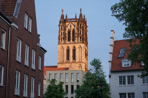 Bokštas, Dom, Twilight, Münsteris, Pastatas, Architektūra, Bažnyčia