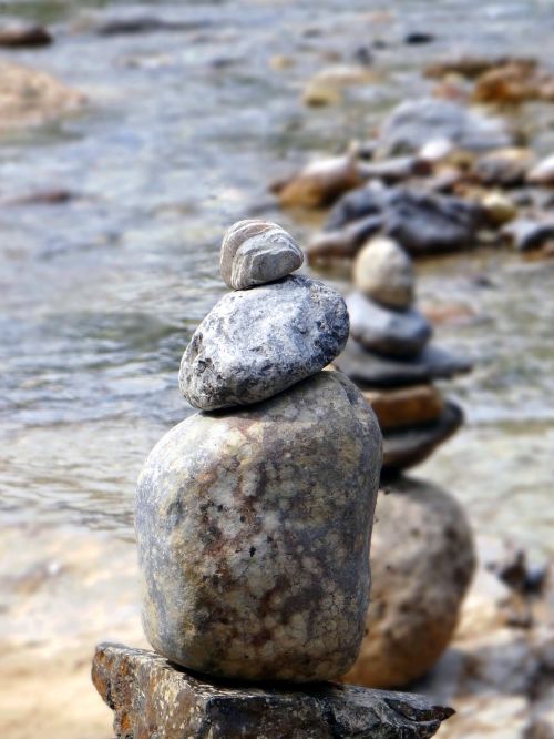 Akmenys, Balansas, Zen, Meditacija, Ramus, Upė, Vanduo, Steinmann