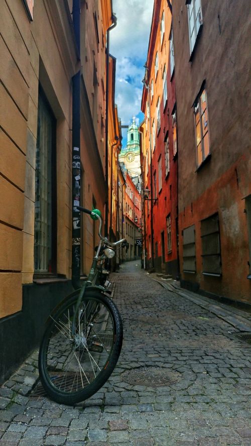 Stockholm, Gamla Stan, Bicicle, Spalva, Alėja, Architektūra, Kelionė, Švedija