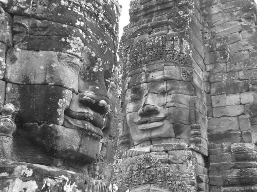 Akmuo, Veidai, Pilka, Šventykla, Vietnamas, Angkor