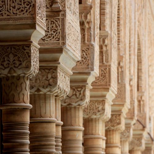 Akmens Drožyba, Alhambra, Ispanija, Granada, Modelis, Apdaila, Maurų, Ornate, Akmuo, Arabiškas, Ornamentas, Palengvėjimas, Tekstūra
