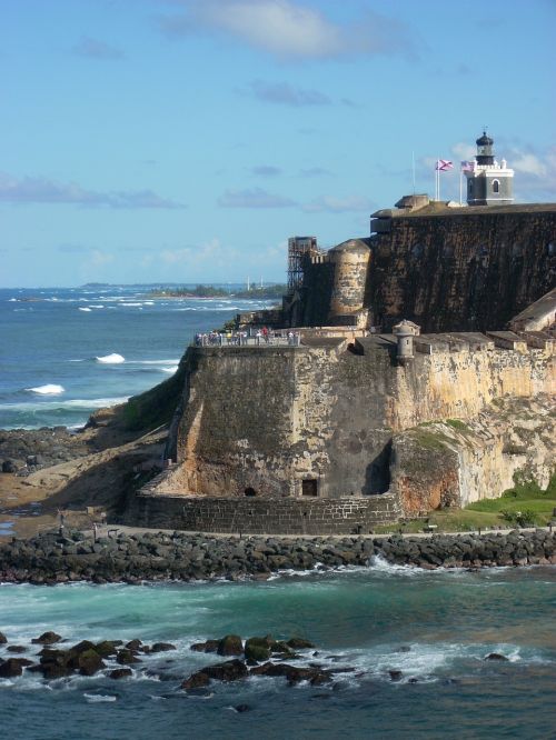 Akmeninė Siena, Puerto Rico, Architektūra, Senas San Juanas, Vandenynas, Uolos