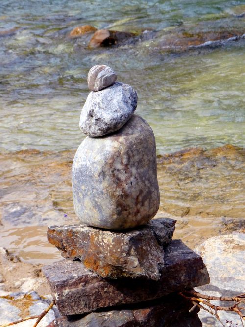 Akmenys, Balansas, Zen, Meditacija, Ramus, Upė, Vanduo, Steinmann, Akmens Žmogus