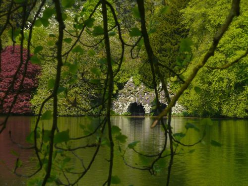Stourhead Parkas, Ežero Wiltshire, Sodas, Anglija