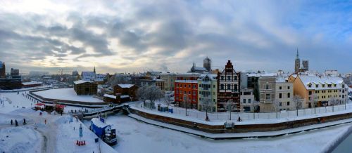 Stralsund, Panorama, Žiema, Vokietija, Miesto Vaizdai