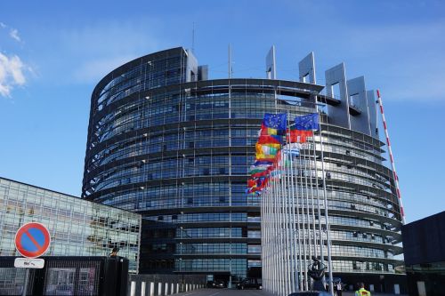 Strasbourg, Europos Parlamentas, Pastatas, Europa, Eu, Vėliava