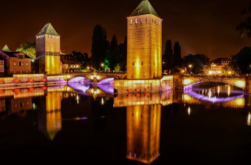 Strasbourg, France, Kapital De Noel, Strasbourg Naktį, Petit France, Architektūra, Kelionė, Turizmas
