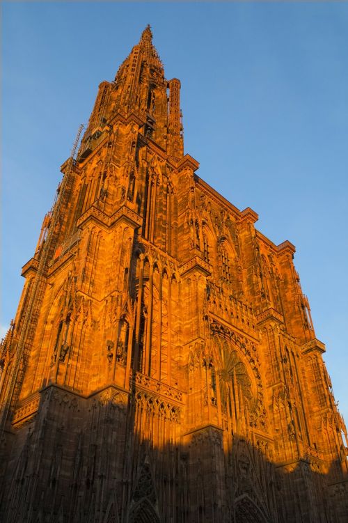 Strasbourg, Münsteris, France, Alsace, Vakaras, Saulėlydis