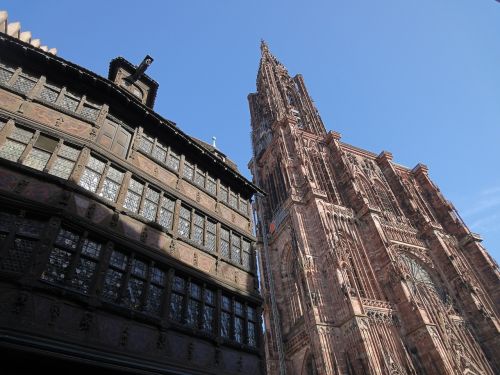 Strasbourg, Katedra, Namas, Alsace, Religija, Viduramžiai, Smiltainis, Rožinis, Stud, Alsatijos Namas, Kammerzell Namas
