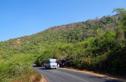 Gatvė, Kelias, Į Kalną, Autobusas, Karnataka, Indija