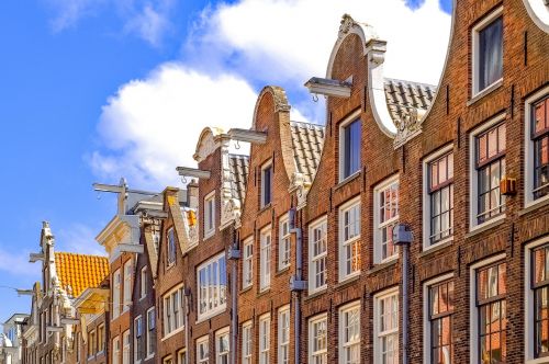 Gatvė, Namai, Namas, Fasadas, Plyta, Architektūra, Amsterdamas, Nyderlandai, Holland, Europa