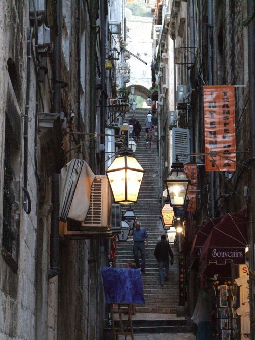 Gatvė, Laiptai, Senamiestis, Seni Namai, Žibintas, Dubrovnik