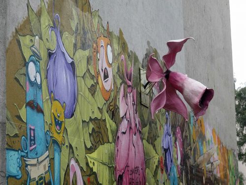 Gatvės Menas, Berlynas, Graffitti, Grafiti, Gėlė, Menas, Siena, Gėlės, Spalvinga, Spalva, Abstraktus, Komiksas, Sirrealizmas, 3 D