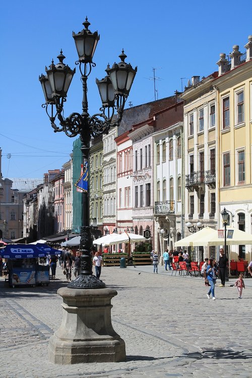 Gatvės Lempa,  Ukraina,  Lvovo,  Turgaus Aikštė,  Turizmas,  Kelionė,  Miesto Centras