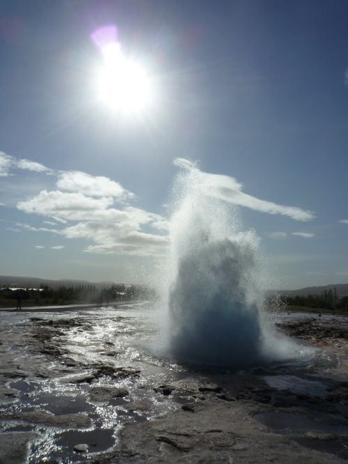 Strokkur, Geizeris, Iceland, Karšto Vandens Slėnis, Haukadalur, Blaskogabyggd, Protrūkis, Verdančio Vandens Stulpelis, Vandens Stulpelis, Išsiveržimas, Auksinis Ratas, Lankytinos Vietos, Gamta, Kraštovaizdis